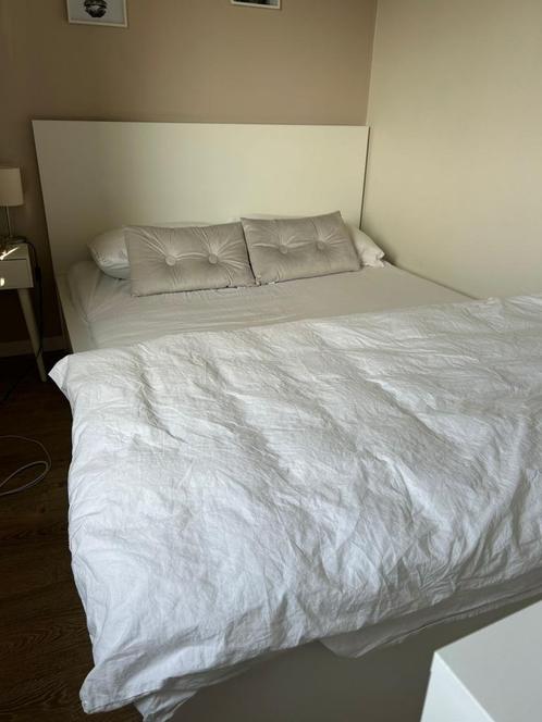 Bed MALM Ikea 140 x 200 cm, Huis en Inrichting, Slaapkamer | Bedden, Zo goed als nieuw, Tweepersoons, 140 cm, 200 cm, Hout, Crème