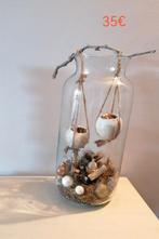 Nieuw hoog glaswerk gevuld goud/wit decoratie en lichtjes, Enlèvement, Neuf