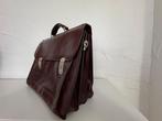 Vintage lederen boekentas/aktetas, Handtassen en Accessoires, Tassen | Schooltassen, Ophalen, Bruin, Aktetas of Boekentas, Zo goed als nieuw