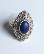 Bague en métal argenté avec lapis lazuli, style victorien, Enlèvement ou Envoi, Utilisé, Argent, Avec pierre précieuse