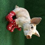 Varken zittend met rode laarzen polkadot groot, Ophalen of Verzenden, Nieuw, Kunststof, Dierenbeeld
