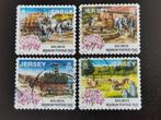 Jersey 2001 - traditioneel werk - landbouw - paarden, koe, Postzegels en Munten, Ophalen of Verzenden, Gestempeld