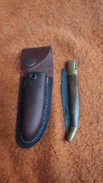 Superbe couteau lame Damas avec étui cuir, Collections, Enlèvement ou Envoi