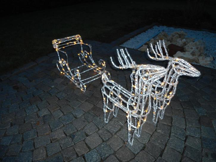 2 rendieren met slee kerstdecoratie, Diversen, Kerst, Ophalen