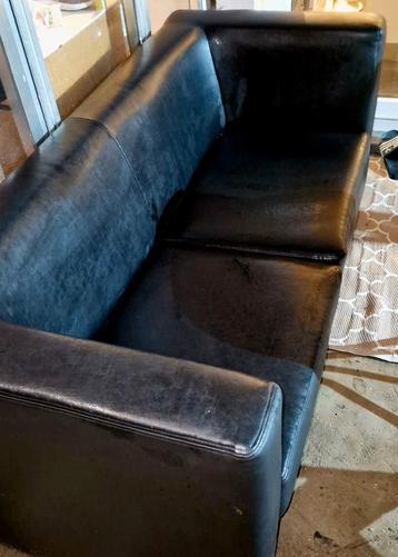 Fauteuil 2 places en cuir noir, Enlèvement, Comme neuf