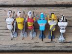 6 retro miniatuurrennertjes plastic, Verzenden