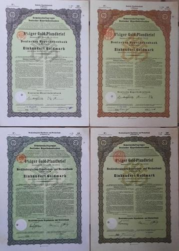 4 Verschillende 8% iger Gold-Pfandbriefe - 1926-1928 beschikbaar voor biedingen