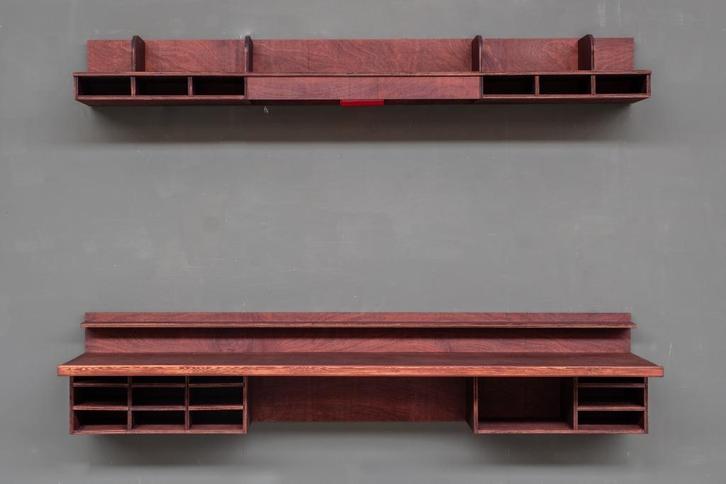 1960s Scandinavian inspired 2pc floating desk, Antiek en Kunst, Antiek | Meubels | Tafels, Ophalen of Verzenden