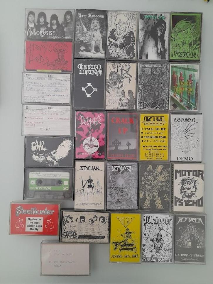 heavy metal demo's 80-90's death thrash UPDATE, Cd's en Dvd's, Cassettebandjes, Gebruikt, Origineel, Rock en Metal, 26 bandjes of meer