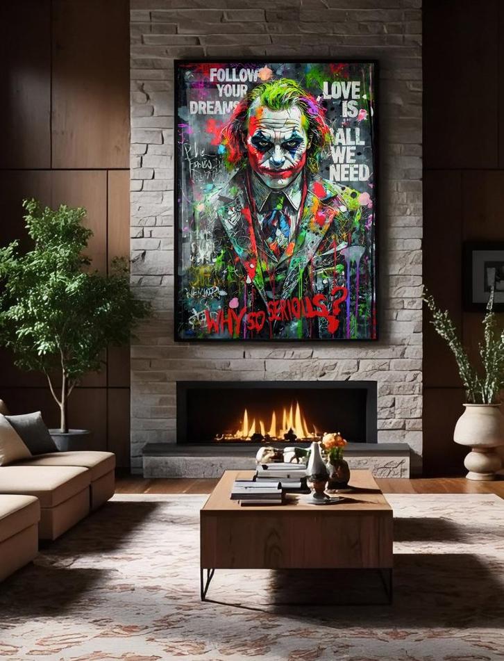 XXL Glasschilderij | The Joker - Why So Serious? - 6 sizes, Huis en Inrichting, Woonaccessoires | Schilderijen, Tekeningen en Foto's