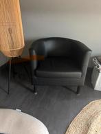 Zwart lederen zeteltje, Huis en Inrichting, Fauteuils, Ophalen, Zo goed als nieuw