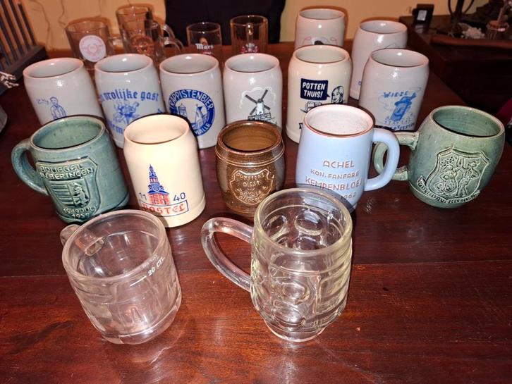 Diverse oude bierpotten, Verzamelen, Biermerken, Gebruikt, Pul(len), Overige merken, Ophalen