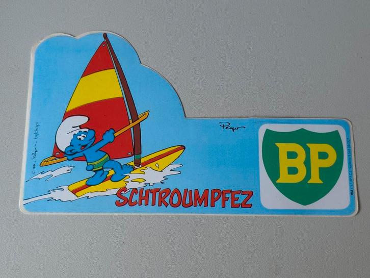 Grand autocollant Schtroumpf BP, Verzamelen, Smurfen, Zo goed als nieuw, Overige typen, Overige Smurfen, Verzenden