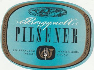 Oud bieretiket Duitsland #7301 Postbrauerei Weiler, Envoi, Utilisé, Autres types, Autres marques