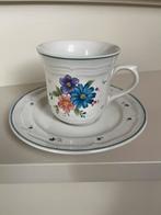 Antiek mooi 3-delig koffieservies met bloemenprint 3p, Ophalen of Verzenden