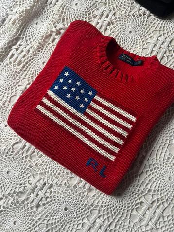 Ralph Lauren gebreide trui Vlag USA - Rood - L beschikbaar voor biedingen