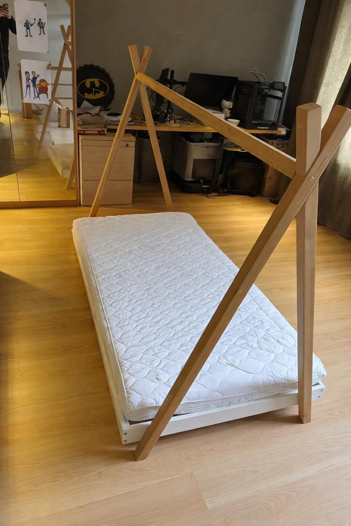 Magnifique lit cabane en bois naturel, Maison & Meubles, Chambre à coucher | Lits, Comme neuf, Bois, Enlèvement