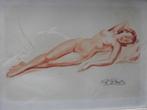 Sanguine tekening Albert Genta 1901-1989, naakt, Antiek en Kunst, Kunst | Tekeningen en Fotografie, Ophalen of Verzenden