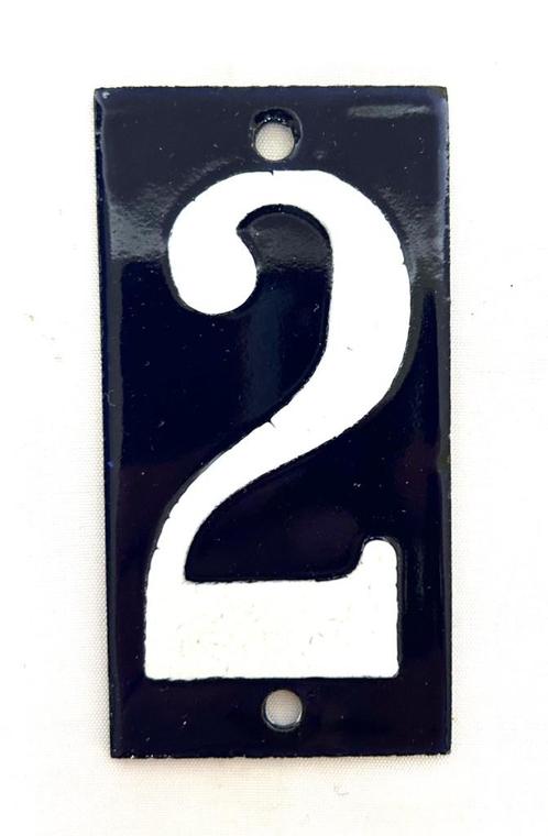 oude blauwe emaille huisnummers 2 - 4, Antiek en Kunst, Antiek | Email, Ophalen of Verzenden