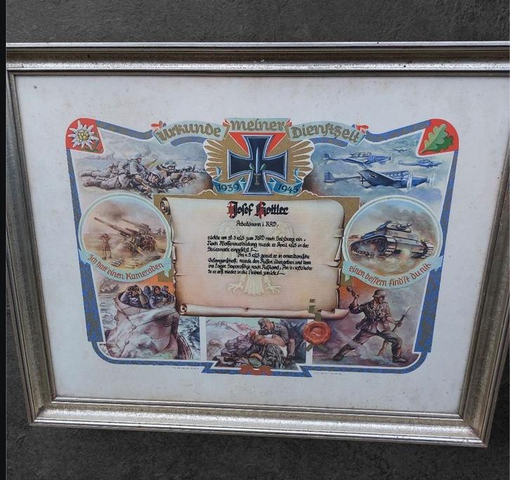 Duitse WO2 RAD Schmuckurkunde , Verzamelen, Militaria | Tweede Wereldoorlog, Ophalen