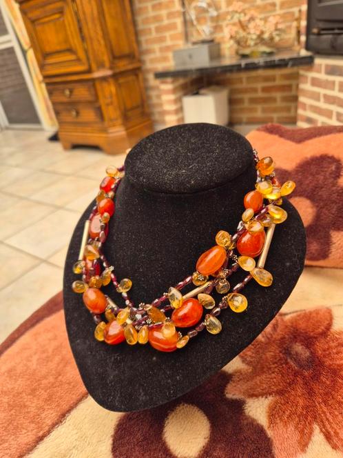 Chique ketting met echte edelstenen en zilveren slot, Handtassen en Accessoires, Kettingen, Zo goed als nieuw, Ophalen of Verzenden