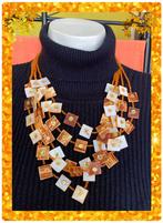 Halsketting lang, Handtassen en Accessoires, Kettingen, Ophalen of Verzenden, Zo goed als nieuw, Oranje