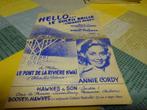 Ancienne Partition illustrée ANNIE CORDY  Hello le soleil Br, Enlèvement ou Envoi, Utilisé, Autres types