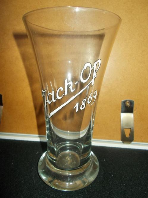WERCHTER - oud Emaille glas JACK-OP - Brij. Van Roost, Verzamelen, Biermerken, Gebruikt, Glas of Glazen, Jupiler, Ophalen of Verzenden