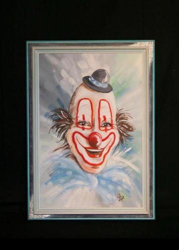 Prachtig olie verf schilderij “The Happy Clown”op doek. beschikbaar voor biedingen