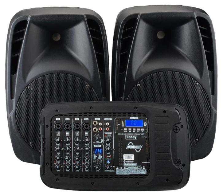 Luidsprekerset met PA en microfoons, Laney, Muziek en Instrumenten, Versterkers | Keyboard, Monitor en PA, Zo goed als nieuw, P.A.