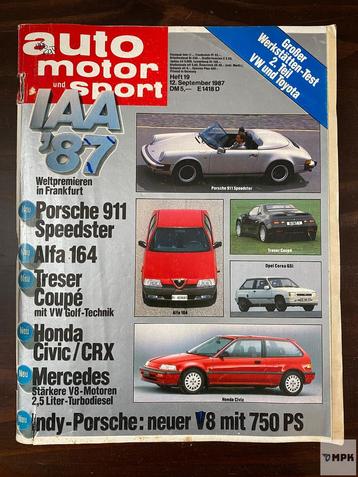 Magazine Auto Motor Sport Porsche 911 Alfa 164 1987 Duits beschikbaar voor biedingen