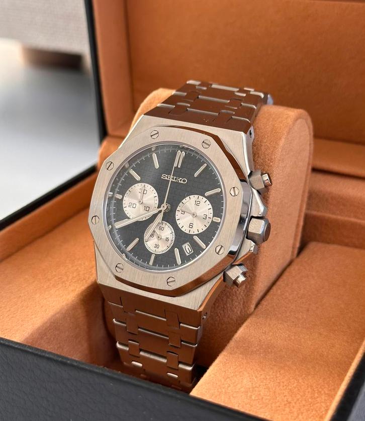 Seiko royal oak 41mm - chronographe, Handtassen en Accessoires, Horloges | Kinderen, Zo goed als nieuw, Jongen, Blauw, Ophalen