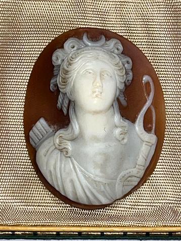 XIX antieke cameo godin Diana authentieke camee Italië beschikbaar voor biedingen