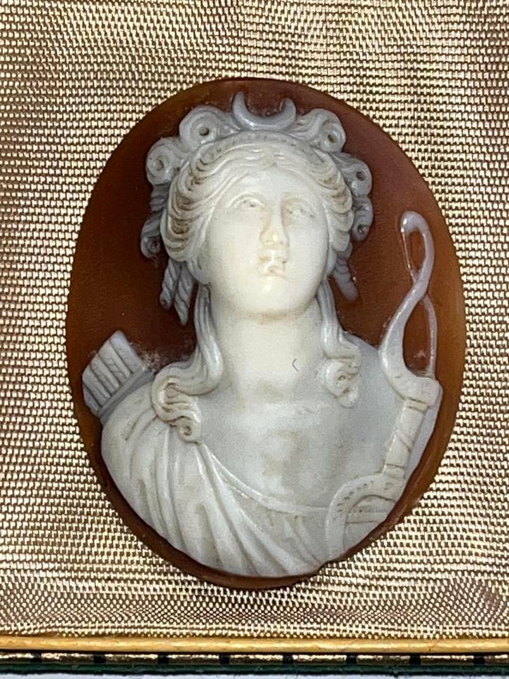 XIX antieke cameo godin Diana authentieke camee Italië, Handtassen en Accessoires, Antieke sieraden, Ophalen of Verzenden