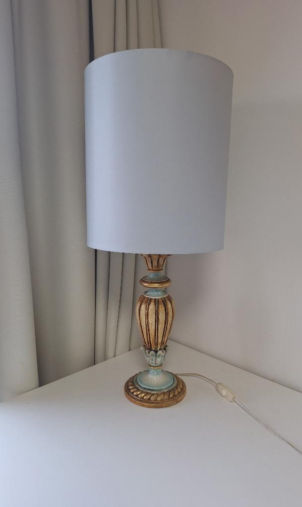 Barokke Lampenvoet Met Vintage Patina En Moderne Kap, Huis en Inrichting, Lampen | Tafellampen, Zo goed als nieuw, 75 cm of meer