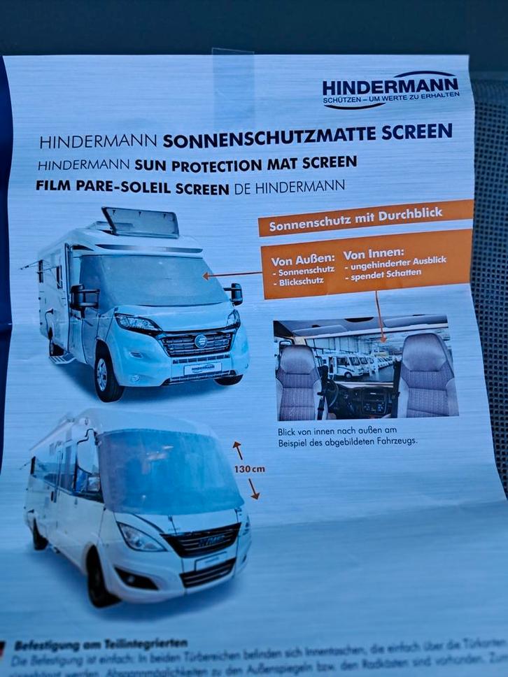 Hindermann zonnescherm voorruit met zicht naar buiten, Caravanes & Camping, Caravanes Accessoires, Comme neuf, Enlèvement