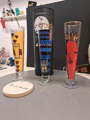 3xVintage Ritzenhoff Design Collection Verzamelbaar pilsbier beschikbaar voor biedingen