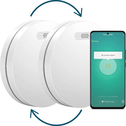 2 Rookmelders met WIFI, Doe-het-zelf en Bouw, Alarmsystemen, Zo goed als nieuw, Detector, Sensor of Melder, Rook, Ophalen