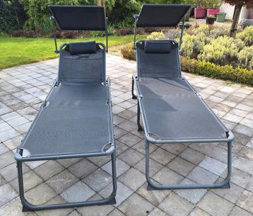 2 magnifiques chaises longues réglables 