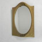 Gouden ovale spiegel met geslepen rand, jaren '50, Antiek en Kunst, Antiek | Spiegels, Ophalen of Verzenden