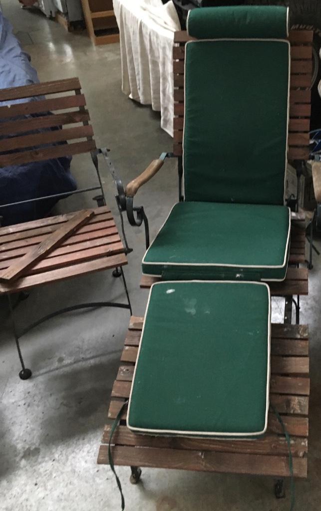 Tuinstoel ligstoel hout metaal, Tuin en Terras, Tuinstoelen, Gebruikt, Hout, Inklapbaar, Ophalen