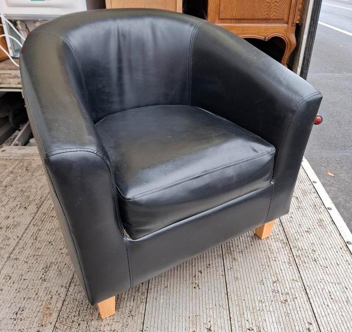 Fauteuil cabriolet noir baignoire édition., Maison & Meubles, Fauteuils, Utilisé, Enlèvement