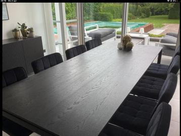 Zwarte fineer tafel 240 cm, Huis en Inrichting, Ophalen, Zo goed als nieuw
