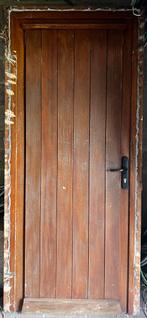 Porte extérieure bois merenti avec encadrement 218x98, Bricolage & Construction, Comme neuf, Porte extérieure, Bois