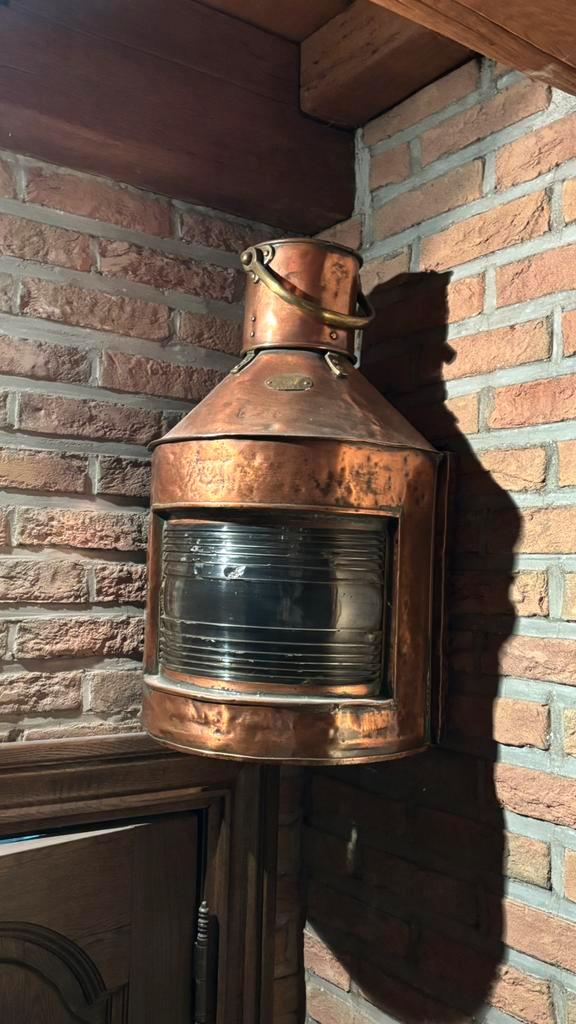 Antieke koperen scheepslamp Glasgow (W.Harvie &Co), Antiek en Kunst, Antiek | Verlichting, Ophalen