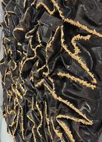 Golden waves pleister op doek 100x100, Antiek en Kunst, Ophalen
