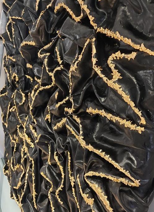 Golden waves pleister op doek 100x100, Antiek en Kunst, Kunst | Schilderijen | Abstract, Ophalen