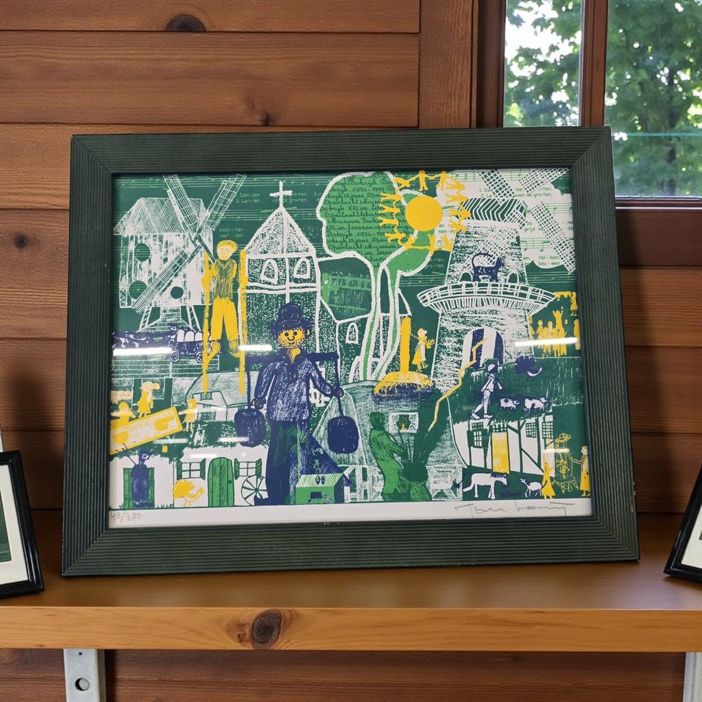 vintage kleurrijke litho in een folkloristisch thema, Antiek en Kunst, Kunst | Litho's en Zeefdrukken, Ophalen of Verzenden