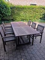 Tuintafel + Stoelen, Tuin en Terras, Ophalen, Gebruikt, Rechthoekig, Hout