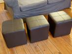 A donner trois poufs bruns 35x35, hauteur 34., Enlèvement, Utilisé